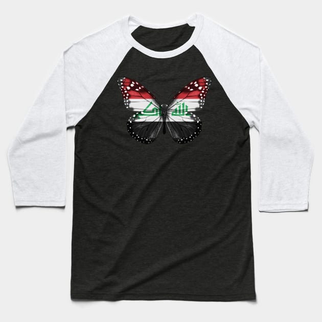 Iraqi Flag  Butterfly - Gift for Iraqi From Iraq Baseball T-Shirt by Country Flags